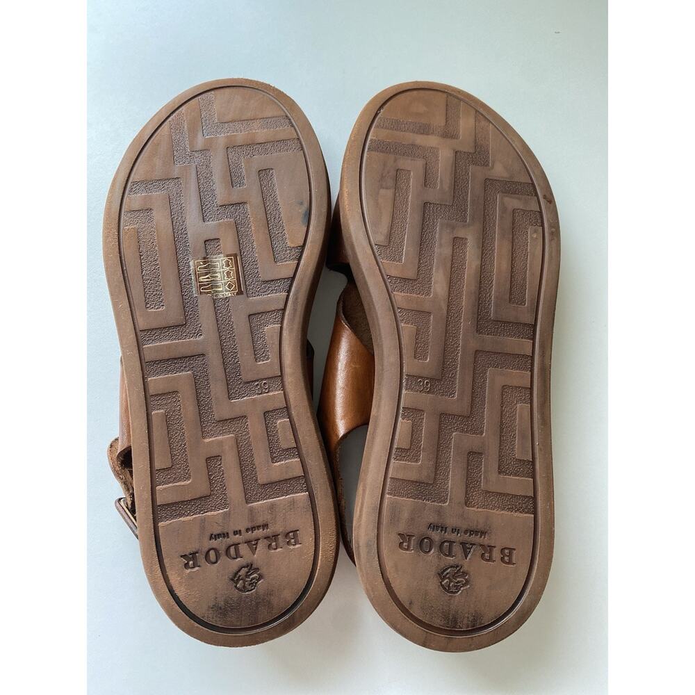 BRADOR $260 India Cigar Platform Sandal Brown Cognac Leather Made In Italy SZ 39 - Picture 10 of 15